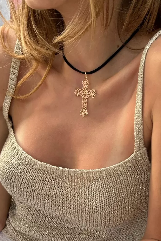 Accessori^Subdued Collana choker croce