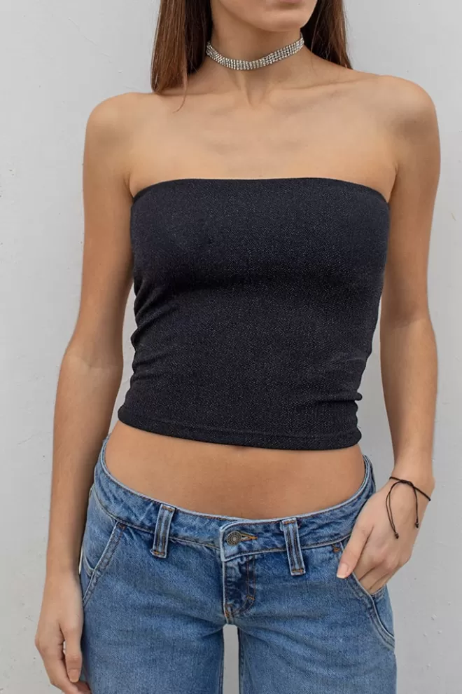 Top^Subdued Top a fascia lurex