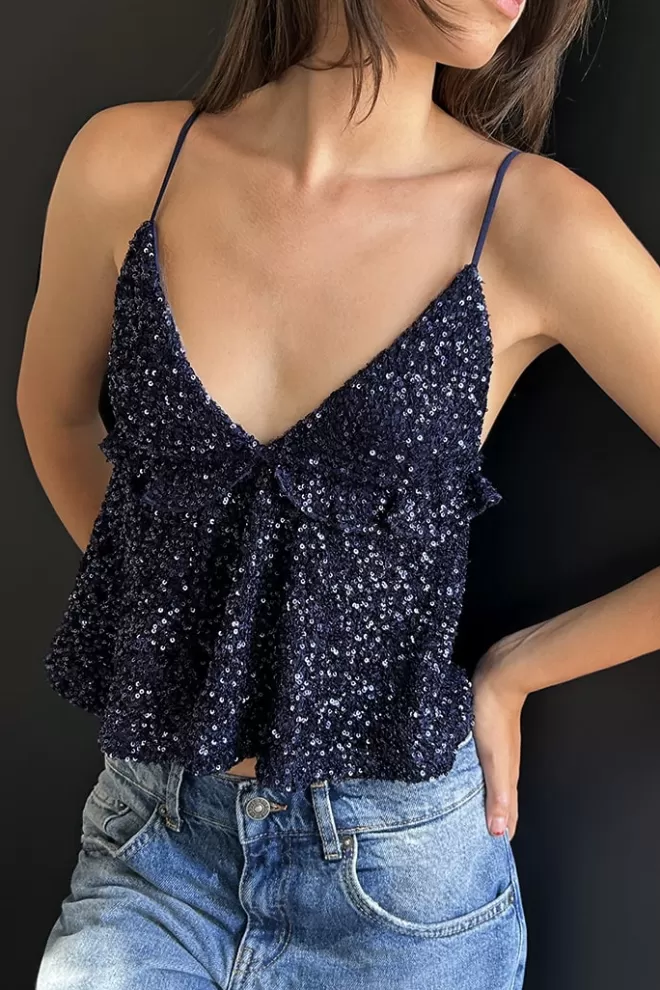 Top^Subdued Top con rouches paillettes