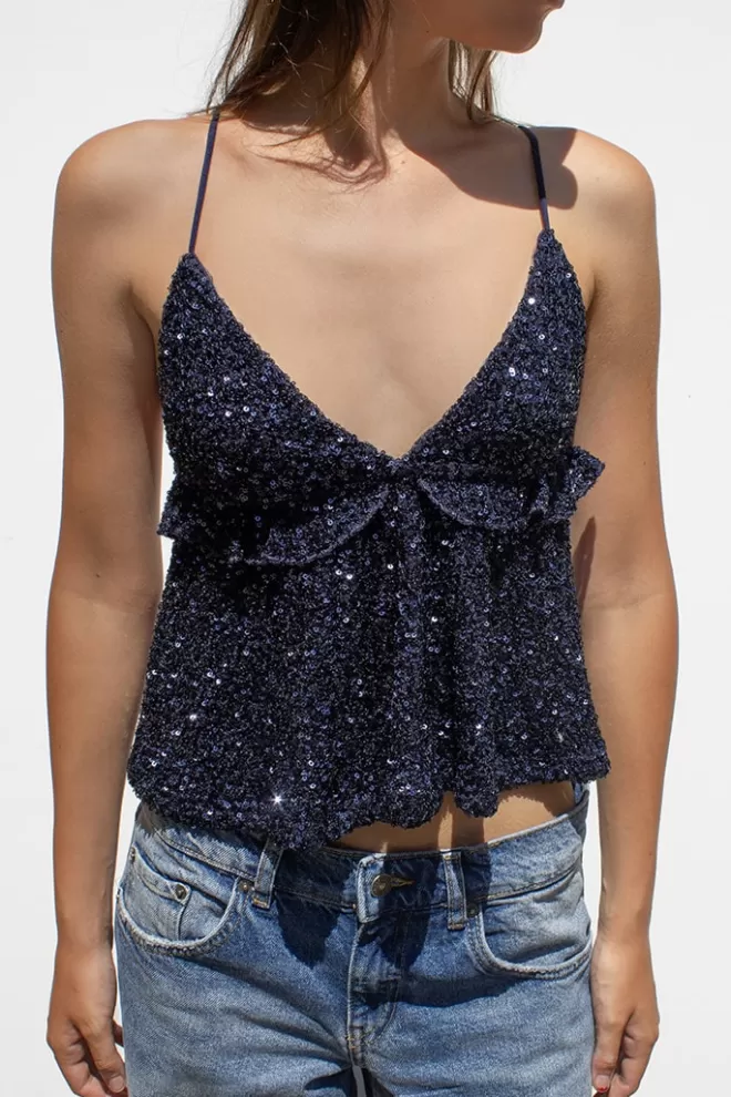 Top^Subdued Top con rouches paillettes