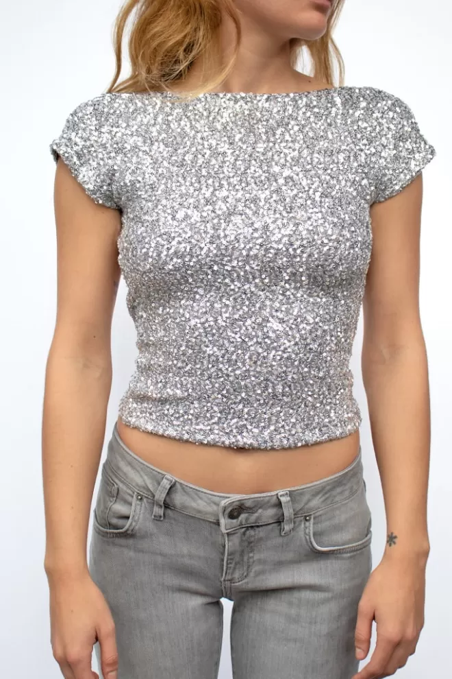 T-Shirt^Subdued T-shirt schiena scoperta con paillettes