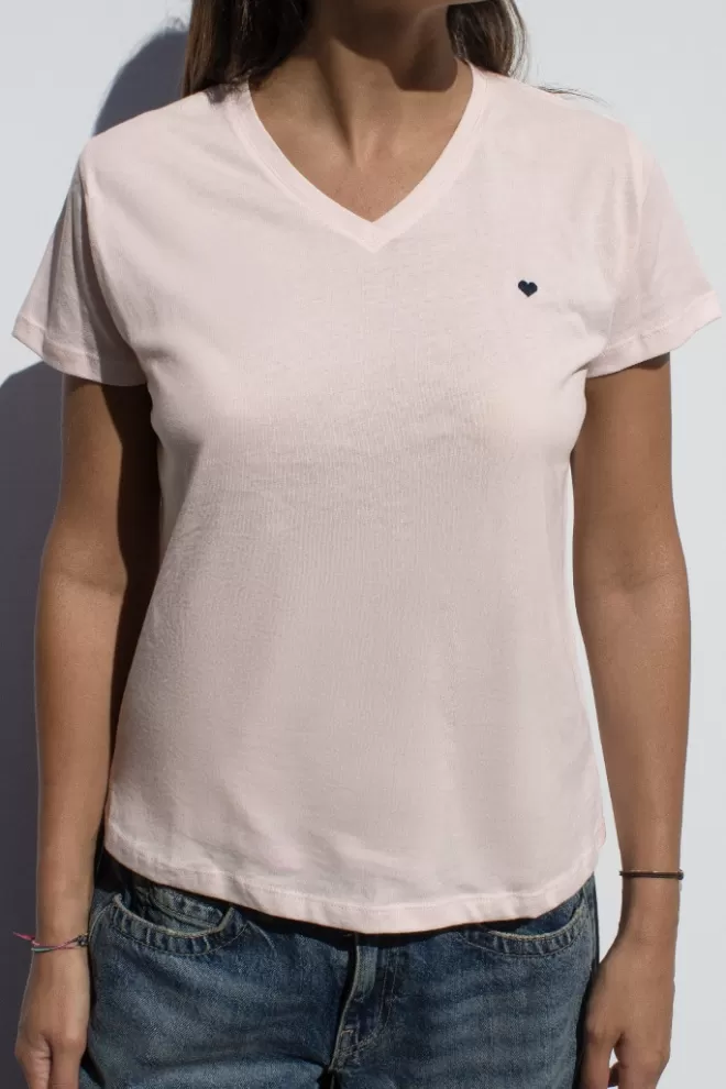 Graphics^Subdued T-shirt scollo a V cuore