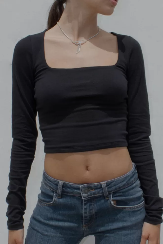 T-Shirt^Subdued T-shirt scollo quadrato